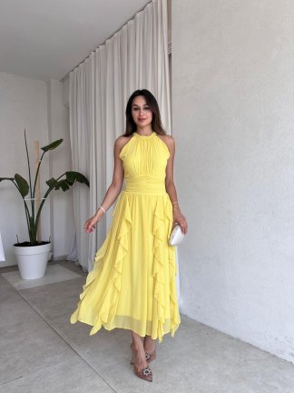 DALİA Maxi Elbise 8561 - Sarı - 3
