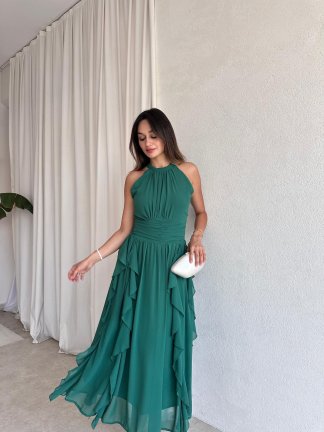 DALİA Maxi Elbise 8561 - Zümrüt Yeşili - 1