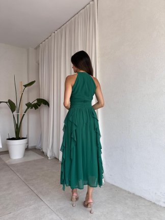 DALİA Maxi Elbise 8561 - Zümrüt Yeşili - 2