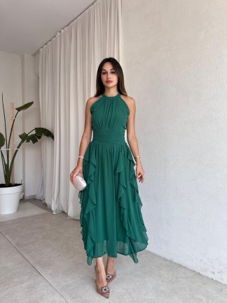 DALİA Maxi Elbise 8561 - Zümrüt Yeşili - 3