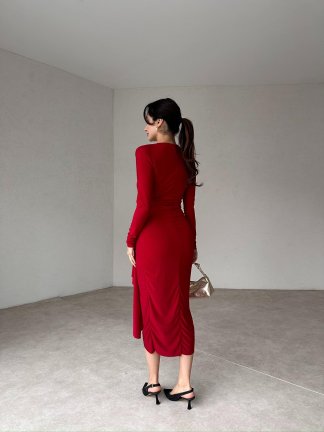 DAMİEN Midi Elbise 4798 - Kırmızı - 3
