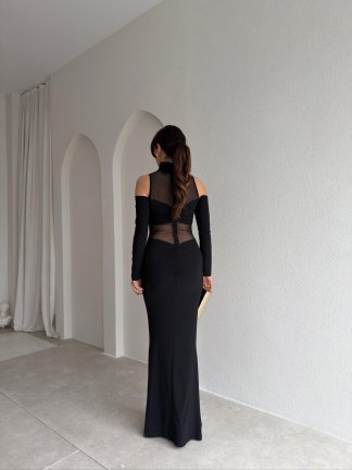 DAMY Transparan Elbise 3818 - Siyah - 3