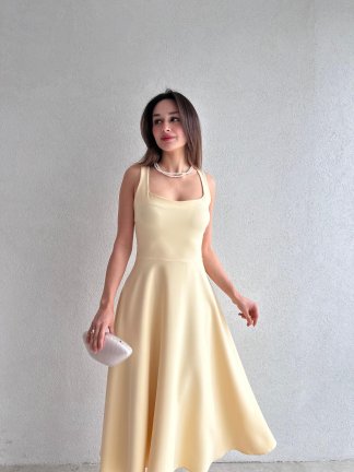 DANDELİON Midi Elbise 5320 - Sarı - 1