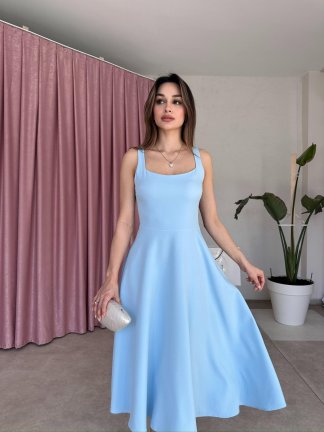 DANDELİON Midi Elbise 5320 - Bebe Mavisi 