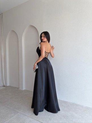 DANİEL Yaka Detaylı Maxi Elbise 3763 - Siyah - 3