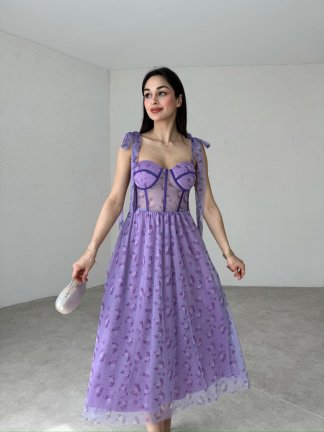 DANİELA Midi Elbise 4095 - Lila - 1