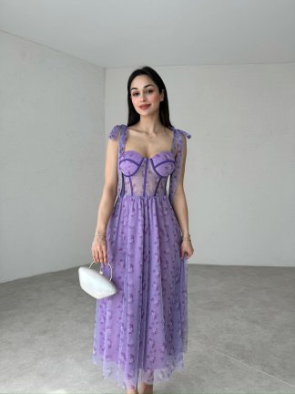 DANİELA Midi Elbise 4095 - Lila - 2