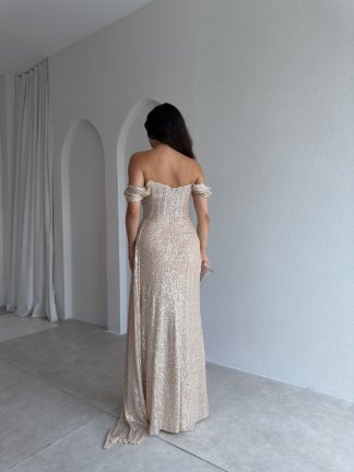 DARCY Payetli Maxi Elbise 6533 - Vizon - 3