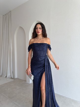 DARCY Payetli Maxi Elbise 6533 - Lacivert - 2