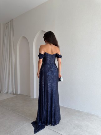 DARCY Payetli Maxi Elbise 6533 - Lacivert - 3