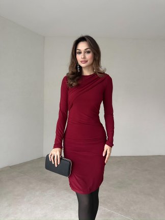 DARİAN Mini Elbise 2299 - Bordo - 1