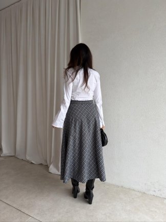 DARLİN Ekose Etek 8858 - Acı Kahve - 4