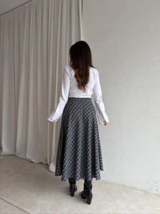 DARLİN Ekose Etek 8858 - Haki - 4