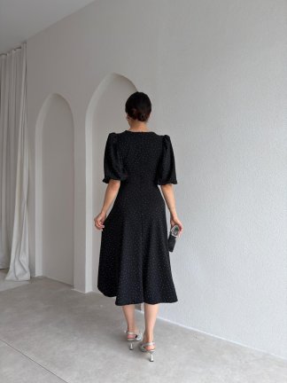 DAVE Taşlı Elbise 3444 - Siyah - 3