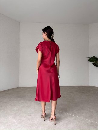 DAVİS Midi Elbise 2453 - Kırmızı - 3