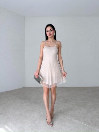 DAWN Mini Elbise 2070 - Krem - 2