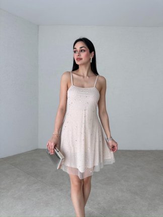 DAWN Mini Elbise 2070 - Krem - 1