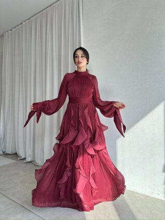 DELENA Elbise 8566 - Bordo - 2