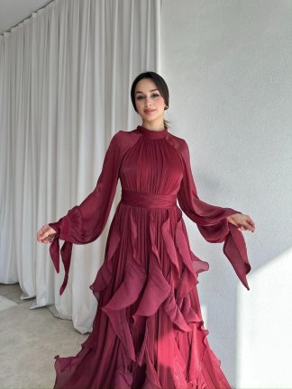 DELENA Elbise 8566 - Bordo - 3