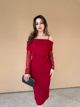 DELPHİA Midi Elbise 2974 - Bordo - 2