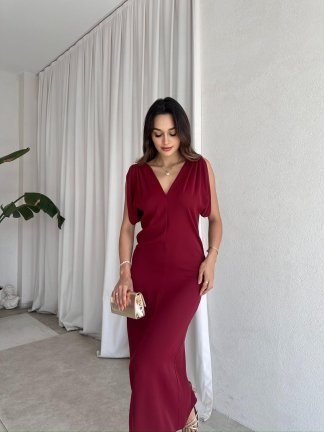DEMON Midi Elbise 8304 - Bordo - 2