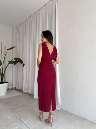 DEMON Midi Elbise 8304 - Bordo - 3