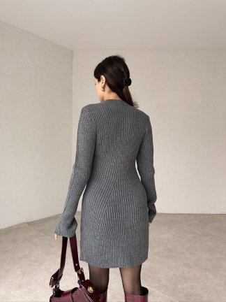 DEPELSHA Mini Elbise 5445 - Füme - 4