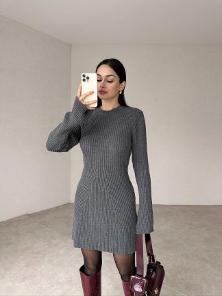 DEPELSHA Mini Elbise 5445 - Füme - 3