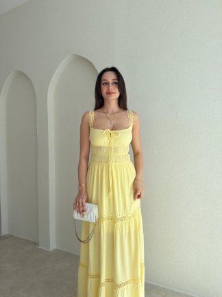 DEREK Maxi Elbise 3423 - Sarı - 2