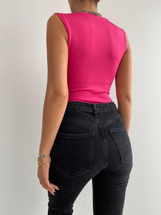 Derin V Yaka Patricia Bodysuit 2139 - Pembe - 4