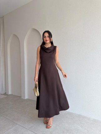 DEVİT Maxi Elbise 7715 - Acı Kahve 