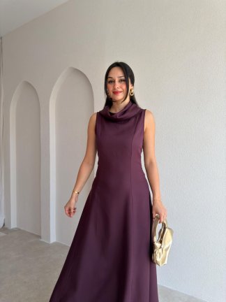 DEVİT Maxi Elbise 7715 - Mürdüm - 2