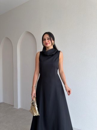 DEVİT Maxi Elbise 7715 - Siyah - 2