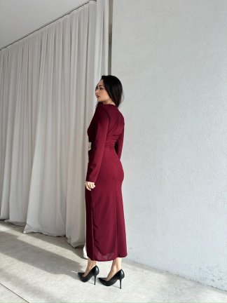  DİANA Midi Elbise 8787 - Bordo - 4