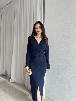  DİANA Midi Elbise 8787 - Lacivert 