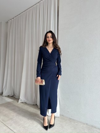  DİANA Midi Elbise 8787 - Lacivert - 4