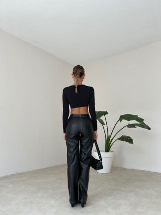 Dikiş Detaylı Deri Russell Pantolon 5780 - Siyah - 5