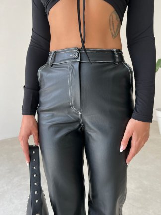 Dikiş Detaylı Deri Russell Pantolon 5780 - Siyah - 4