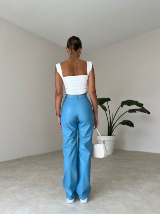 Dikiş Detaylı Deri Russell Pantolon 5780 - Mavi - 6