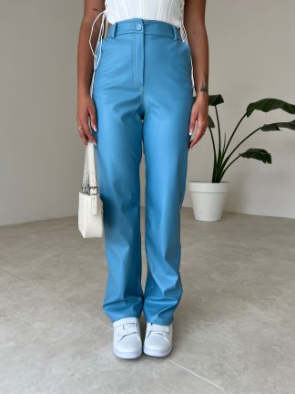 Dikiş Detaylı Deri Russell Pantolon 5780 - Mavi - 4