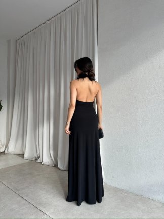 DOJA Otriş Yaka Maxi Elbise 8783 - Siyah - 3