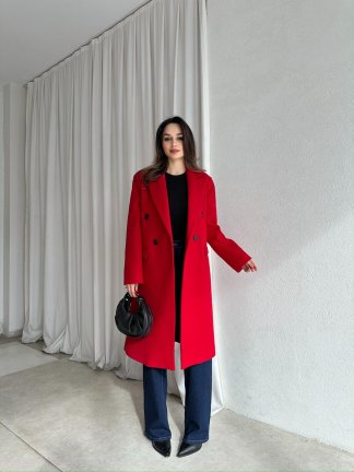 DOLCE Kaşe Kaban 8749 - Kırmızı - 4