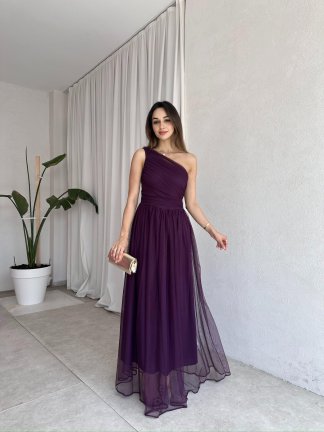 DOLCEZZA Maxi Elbise 8775 - Mor - 1