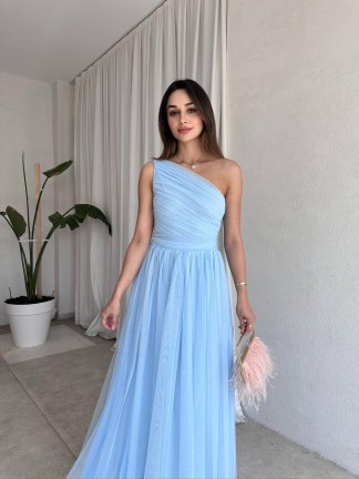 DOLCEZZA Maxi Elbise 8775 - Mavi 