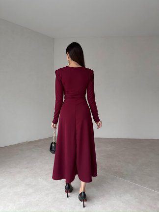 DOLORES Midi Elbise 8012 - Bordo - 4
