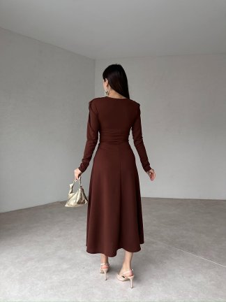 DOLORES Midi Elbise 8012 - Kahverengi - 4