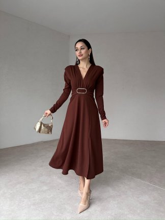 DOLORES Midi Elbise 8012 - Kahverengi - 2