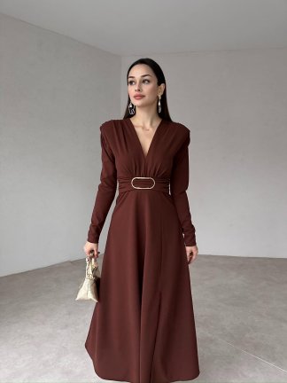DOLORES Midi Elbise 8012 - Kahverengi - 1