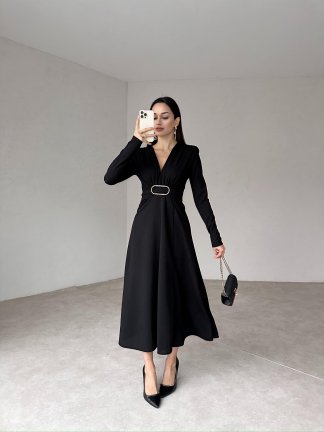 DOLORES Midi Elbise 8012 - Siyah - 2
