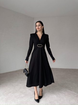 DOLORES Midi Elbise 8012 - Siyah - 3